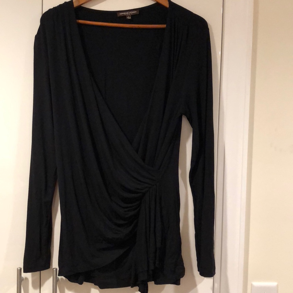 Adrienne VittadiniBlack side swept blouse